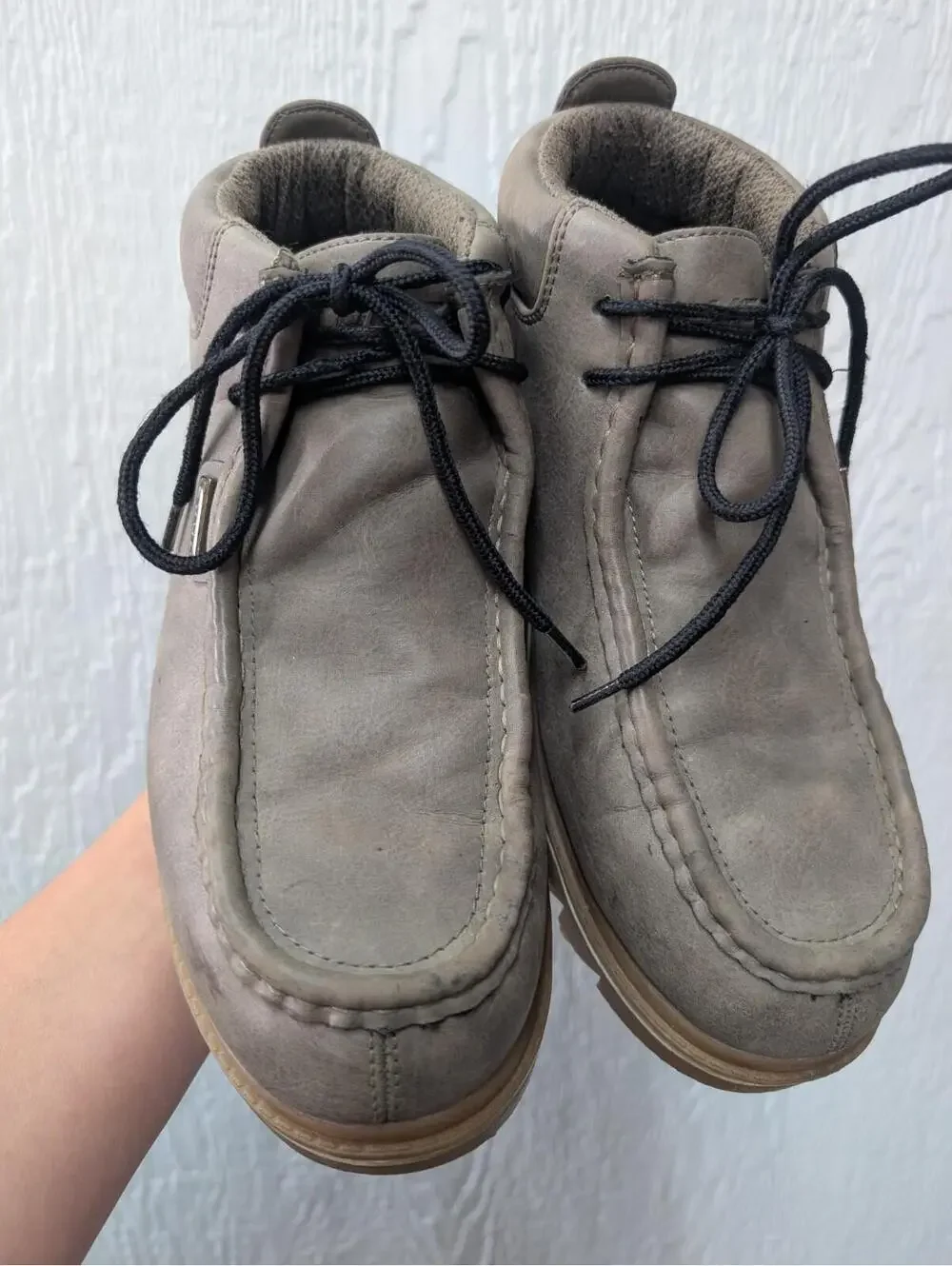 Lugz Fringe Moc Toe Chukka Boots Gray Leather Men's Size US 9.5 EU 43